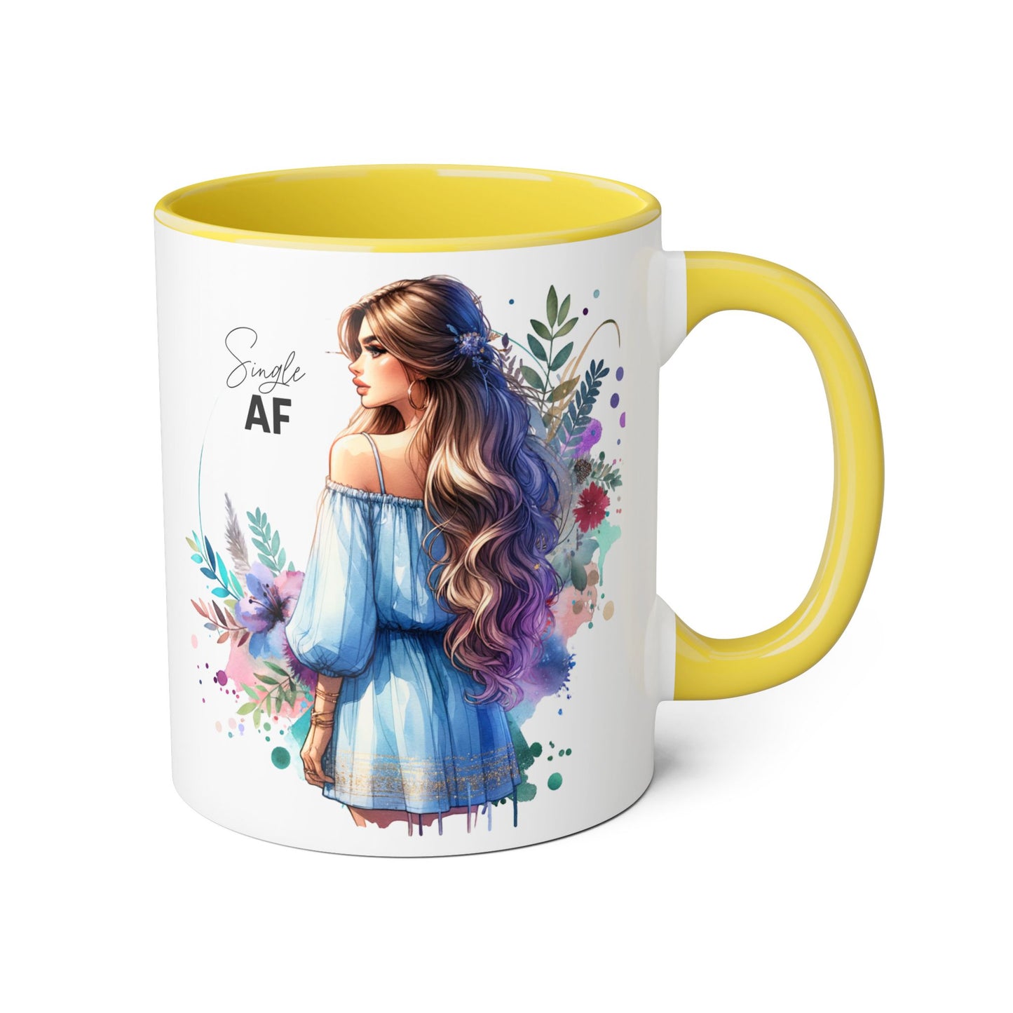 Single AF Boho Art Accent Mug, Unique Coffee Mug, Gift for Her, Floral Mug, Inspirational Mug, Perfect for Birthdays, Encouragement