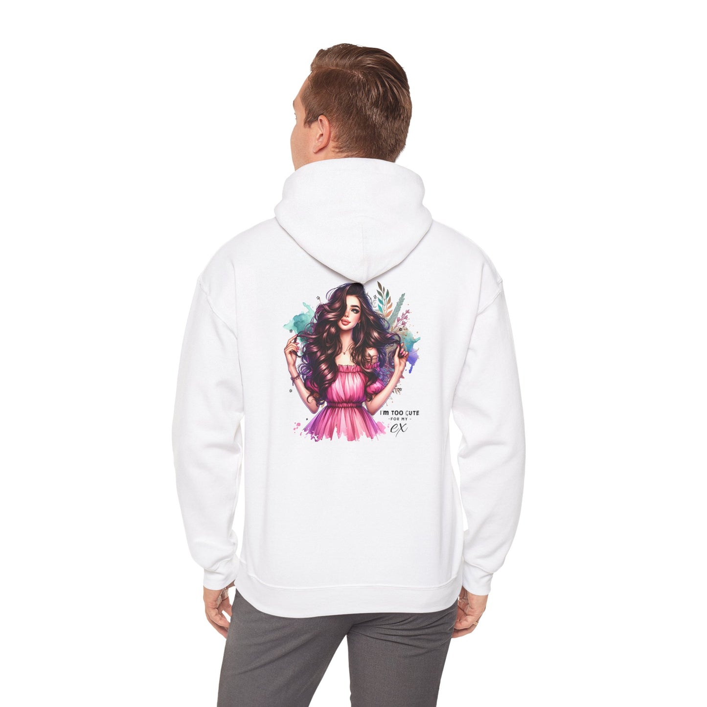 I'm Too Cute For My Ex Colorful Artistic Hooded Sweatshirt, Trendy Unisex Hoodie, Gift for Art Lovers, Cozy Fashion, Casual Streetwear