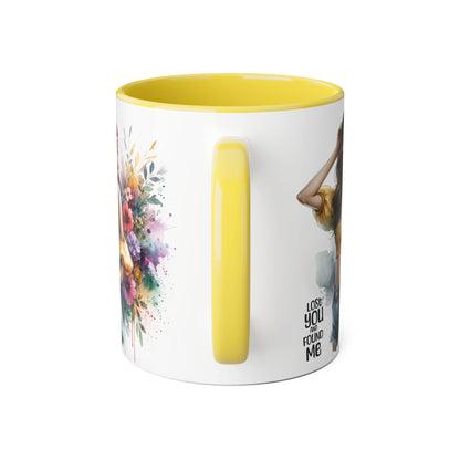Lost You and Found Me Floral Accent Mug, Empowering Coffee Cup, Vibrant Gift for Friends, Motivational Drinkware, Perfect for Home or Office