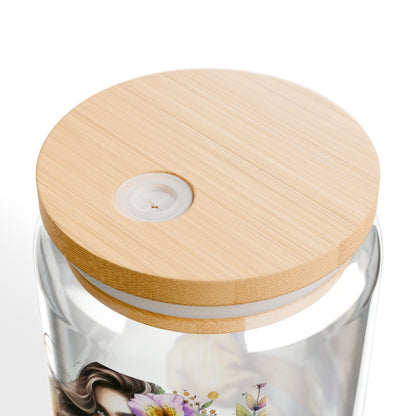 Thank U, Next Floral Sipper Glass, 16oz - Stylish Reusable Drink Container, Eco-Friendly Artisan Design for Parties, Gifts, Home, or Travel