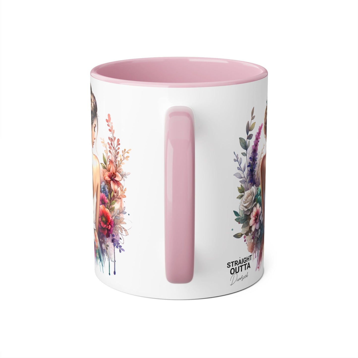 Straight Outta Divorced Humoristic Floral Art Mug, Personalized Gift Mug, Wedding Gift, Coffee Mug, Inspirational Mug, Colorful Accent Mug