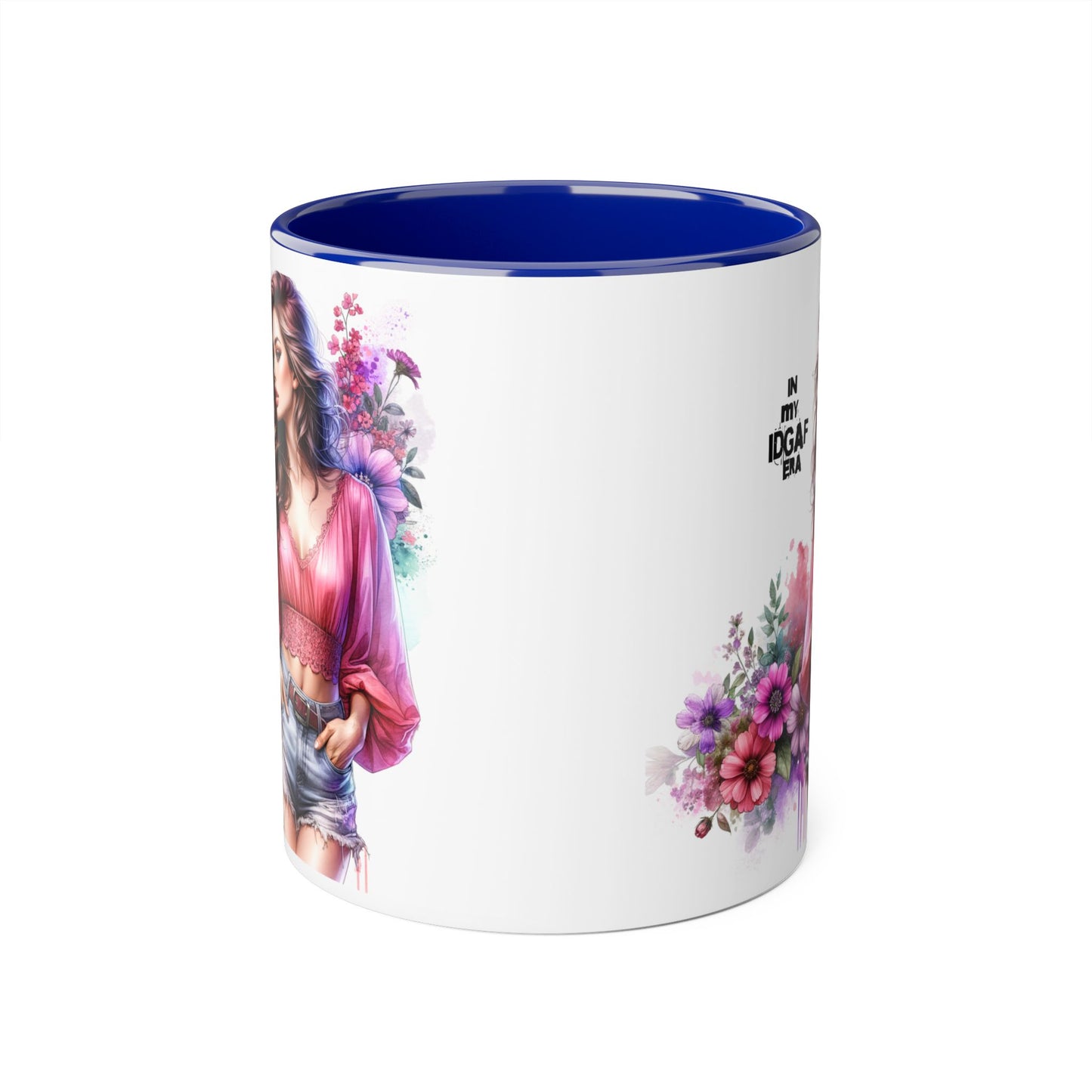 Floral IDGAF Accent Mug - Coffee Cup, Gift for Her, Trendy Mug, Unique Kitchen Decor, Flower Design