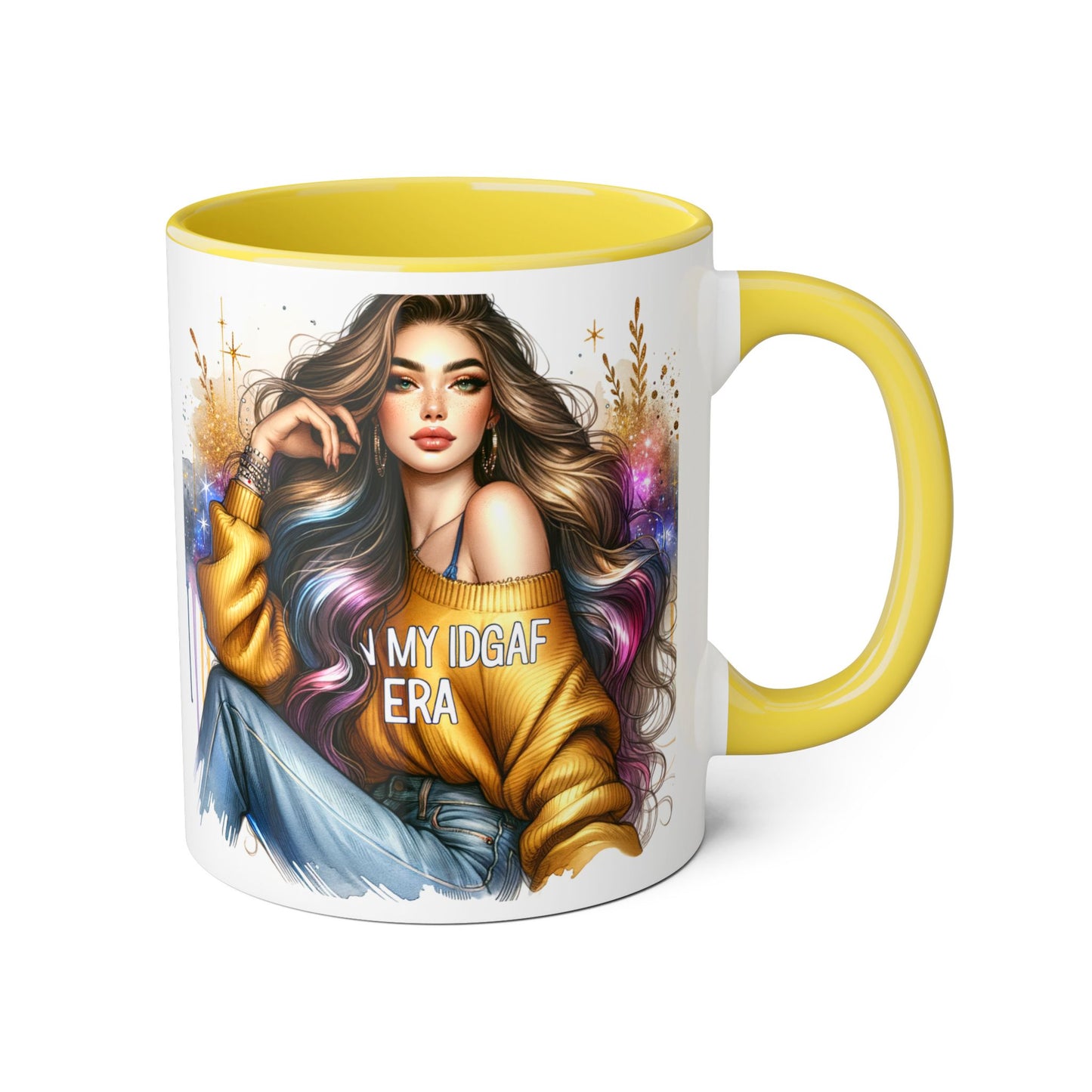 Chic IDGAF Accent Mug, Cool Coffee Cup, Trendy Drinkware, Stylish Gift, Artful Mug for Her