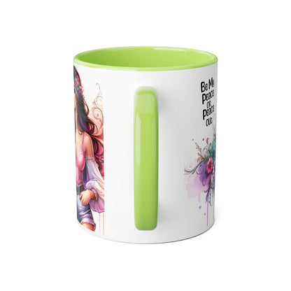 Bohemian Accent Mug, Be My Peace or Peace Out Gift, Artistic Coffee Mug, Floral Coffee Cup, Gift for Her