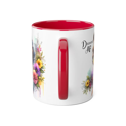 Divorced AF Floral Accent Mug, Humor Coffee Cup, Gift for Divorce Celebration, Self-Love Mug, Unique Present for Her
