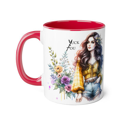 Yuck Fou Bohemian Accent Mug, Floral Coffee Cup, Gift for Her, Home Decor, Artist Mug, Women's Mug, Inspirational Mug