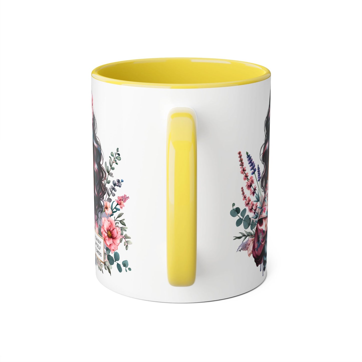 I Can Buy Myself Flowers Floral Accent Mug, Inspirational Coffee Cup, Gift for Her, Self-Care Mugs, Women's Empowerment Drinkware