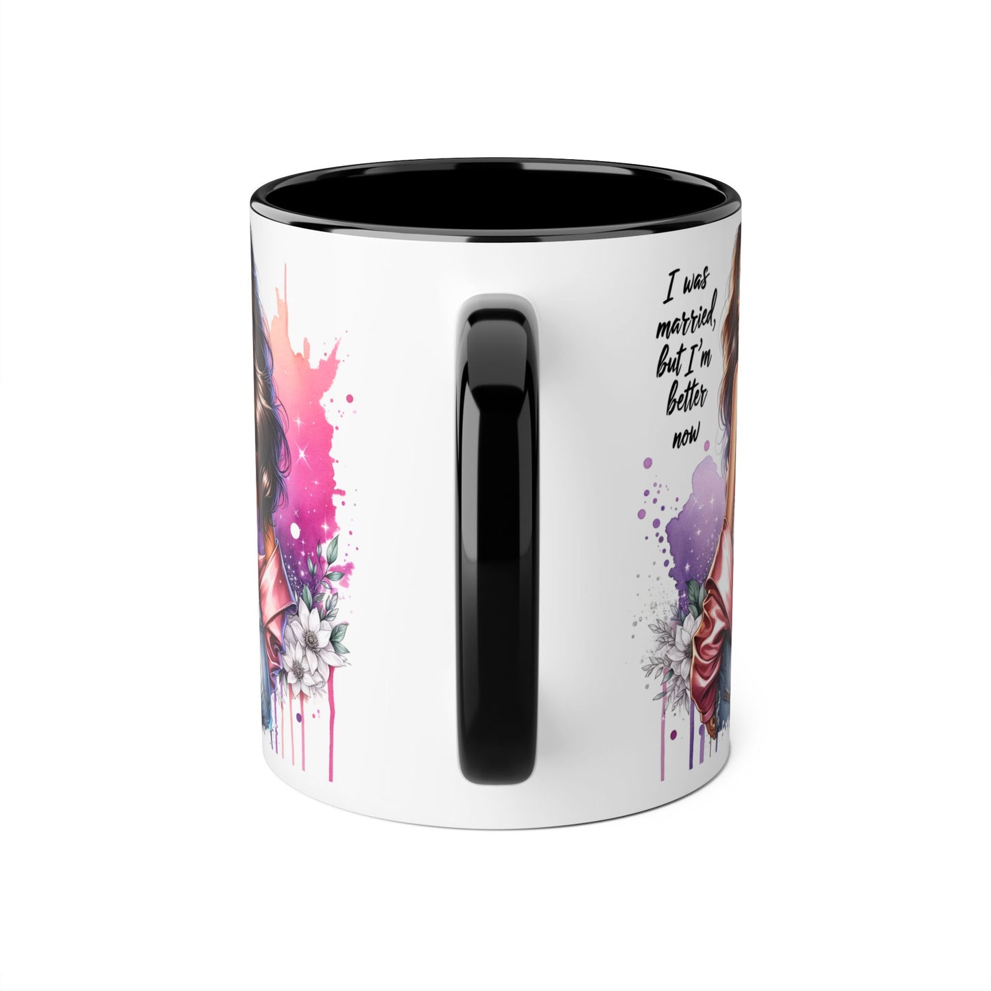 I Was Married Before But I'm Better Now Humoristic Empowered Woman Accent Mug - Inspirational Coffee Cup, Gift for Her, Motivational Mug, Self-Love Reminder, Unique Office Decor