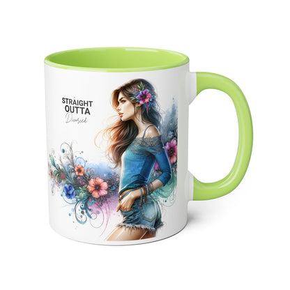 Straight Outta Divorced Humoristic Bohemian Accent Mugs with Floral Art – Trendy Coffee Cup, Gift for Friends, Decor, Home, Birthday, or Celebration