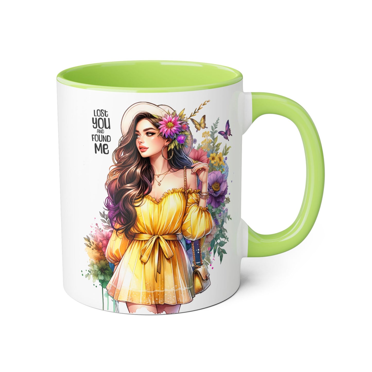 Lost You and Found Me Whimsical Floral Accent Mugs - Unique Coffee Cup, Perfect Gift for Her, Tea Lover, Home Decor, Birthday, Mother's Day