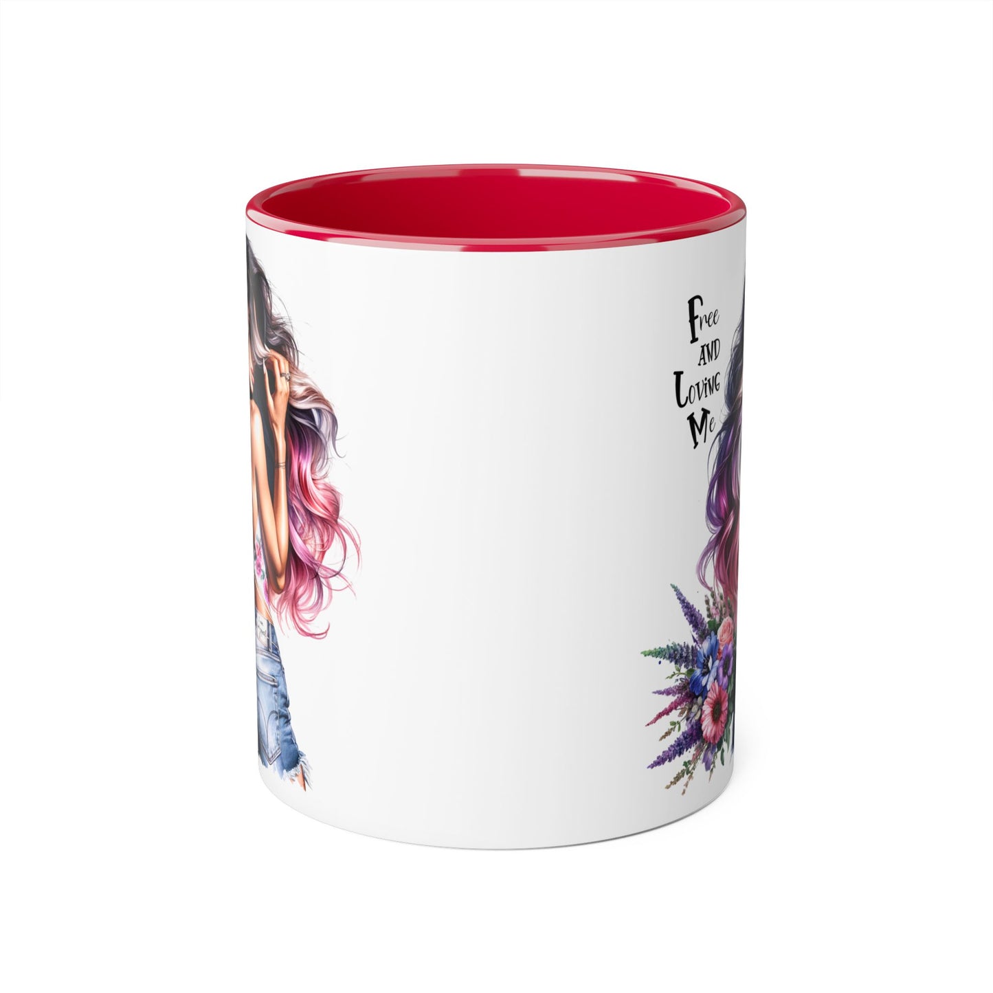 Free and Loving Me Bohemian Accent Mug | Free and Living Me | Floral Art Coffee Cup | Gift for Her | Inspirational Drinkware