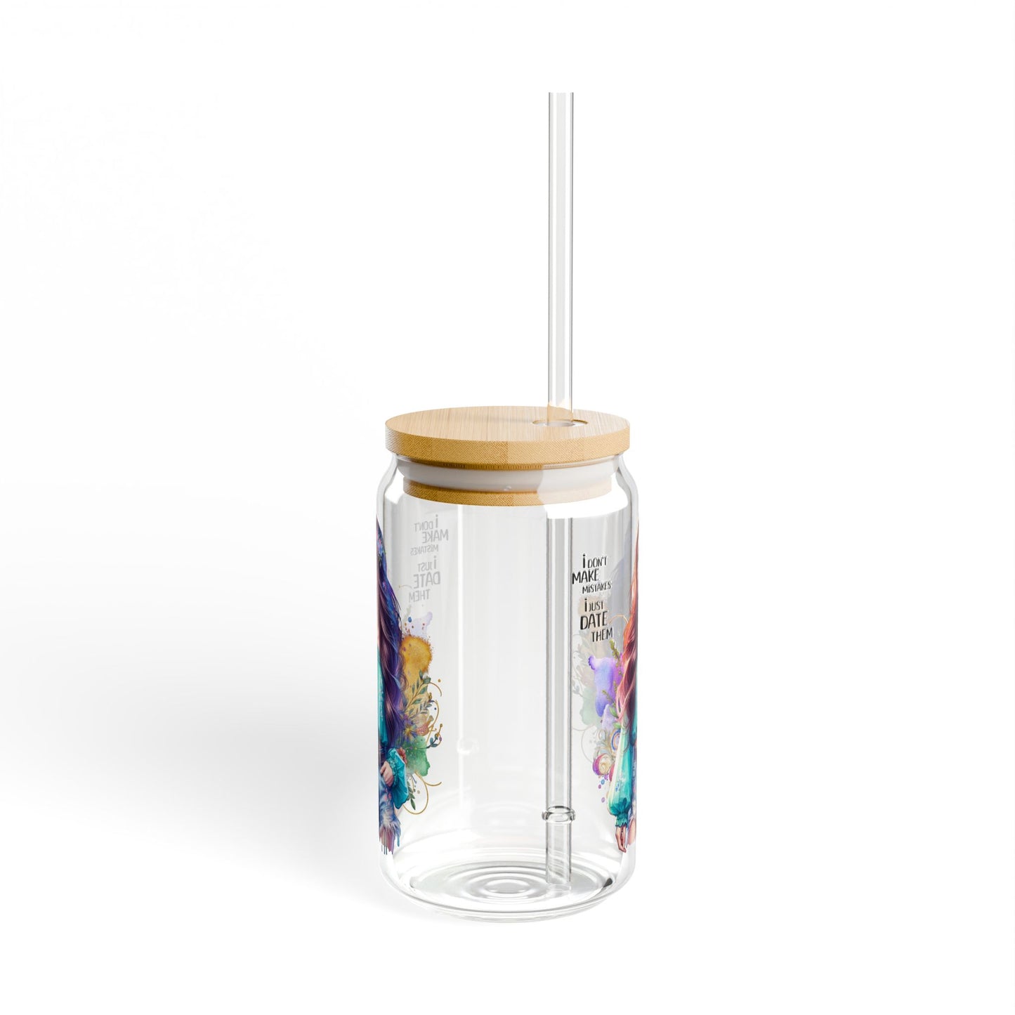 I Don't Make Mistakes, I Date Them Colorful Artistic Sipper Glass, Reusable Drinkware, Eco-Friendly Beverage Container, Unique Gift for Coffee Lovers, Summer Party [...]