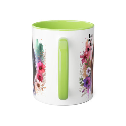 Vibrant Floral Accent Mug - Love, Pain, Alone, Repeat | Perfect Gift for Friends, Birthdays, Affirmation Mug, Coffee Lover