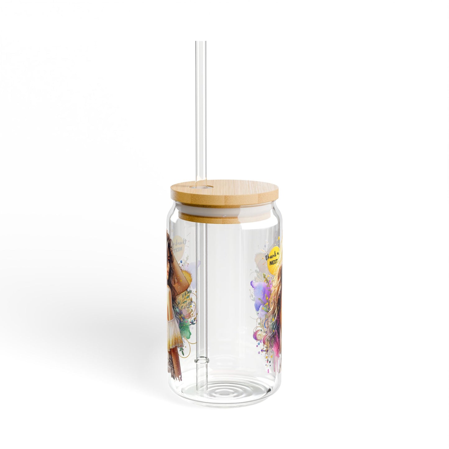 Thank U, Next Stylish Sipper Glass with Eco-Friendly Bamboo Lid, Perfect for Drinks, Gifts, Home Decor, Summer Parties, Inspirational Quotes
