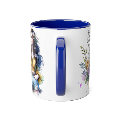 Bohemian Floral Accent Mug, Free and Loving Me Coffee Cup, Gift for Her, Unique Art Mug, Morning Beverage Lover's Gift