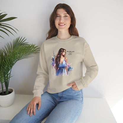 I'm Too Cute For My Ex Artistic Crewneck Sweatshirt - Feminine Fashion, Casual Wear, Cozy Gift, Unique Artwork, Everyday Comfort