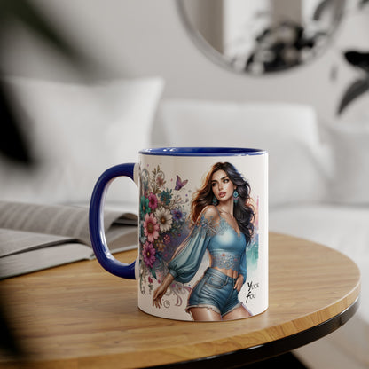 Yuck Fou Artistic Accent Mug, Floral Coffee Cup, Unique Gift for Her, Decorative Drinkware, Birthday Present, Home Décor