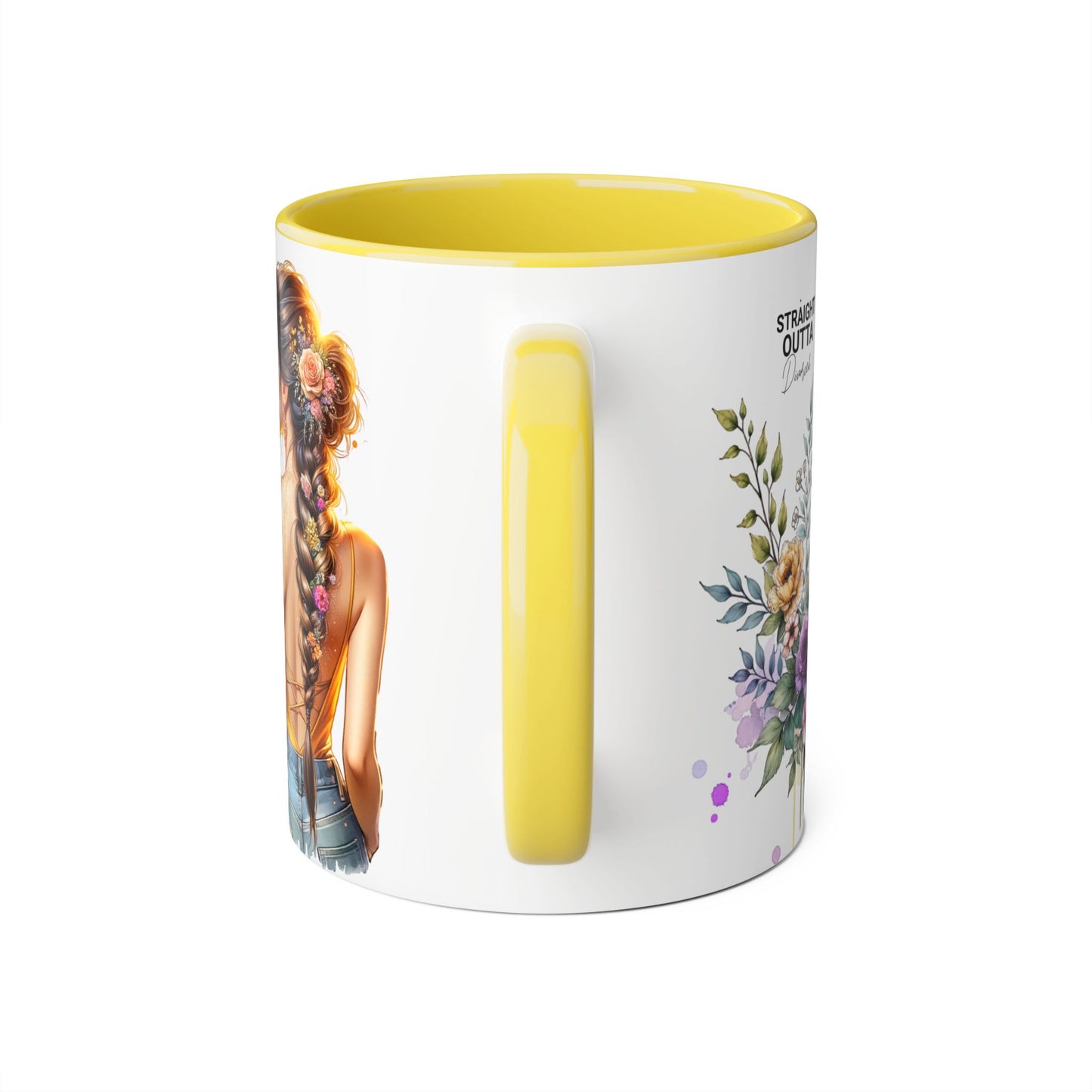 Straight Outta Divorced Humoristic Chic Floral Accent Mug with Elegant Design, Coffee Lover Gift, Home Decor, Mother's Day Present, Artistic Drinkware