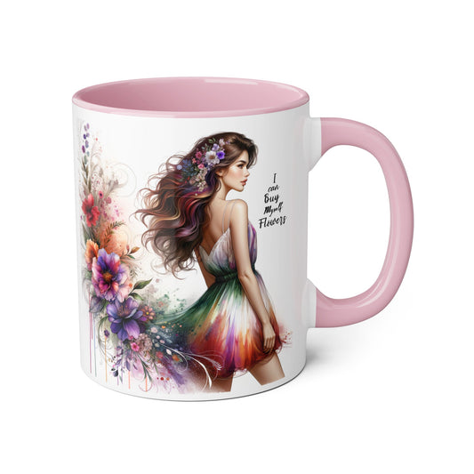 I Can Buy Myself Flowers Colorful Floral Art Accent Mugs, 11oz | Ideal Gift for Garden Lovers, Birthdays, Mother’s Day, Home Decor, Coffee & Tea