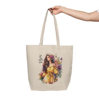 I Am My Own Happily Ever After Floral Canvas Tote Bag, Boho Shopping Bag, Eco-Friendly Reusable Bag, Gift for Her, Summer Tote, Beach Bag, Handmade
