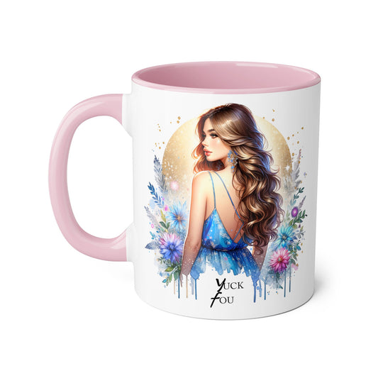 Yuck Fou Floral Accent Mug Collection - Inspirational Coffee Cup for Women, Unique Gift for Friends, Home Decor, Birthday Present, Self-Care Tea Mug