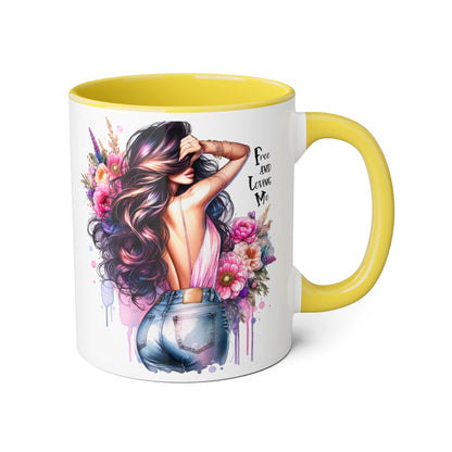 Boho Floral Accent Mug, Empowering Coffee Cup, Gift for Friends, Home Decor, Art Lover's Mug