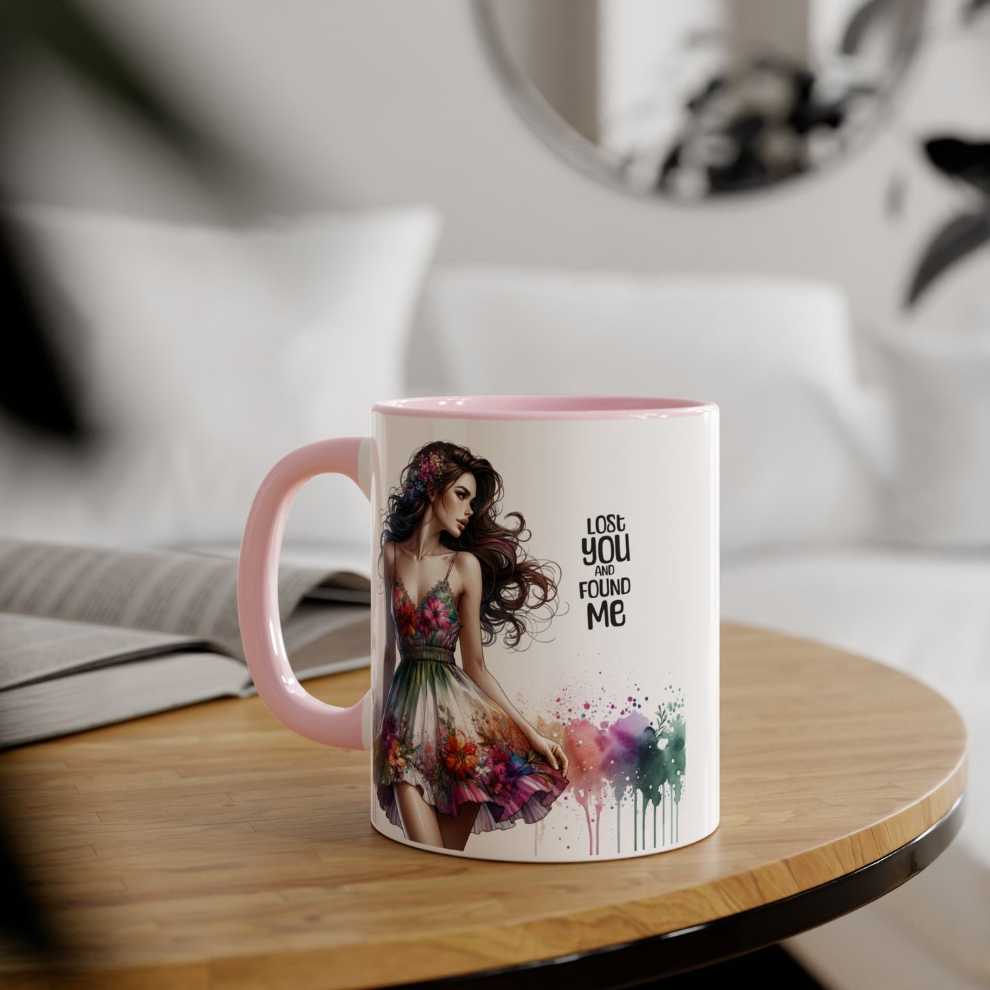 Lost You and Found Me Floral Dreamer Accent Mug | Colorful Coffee Cup | Inspirational Gift for Her | Artistic Drinkware | Perfect for Holidays & Celebrations