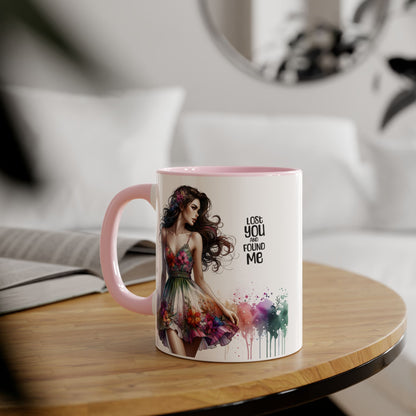 Lost You and Found Me Floral Dreamer Accent Mug | Colorful Coffee Cup | Inspirational Gift for Her | Artistic Drinkware | Perfect for Holidays & Celebrations