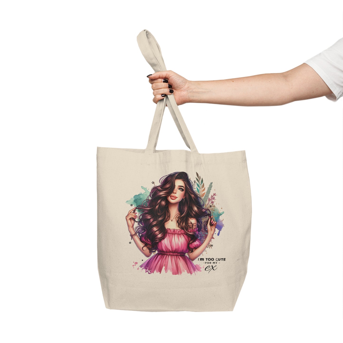 I'm Too Cute For My Ex Chic Canvas Tote Bag for Stylish Shopping, Eco-Friendly Market Carryall, Gift for Her, Fashionable Everyday Bag, Art-Inspired Tote
