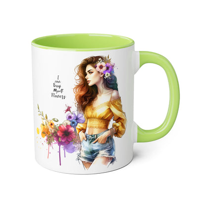 I Can Buy Myself Flowers Floral Bohemian Accent Mug - Perfect Gift for Flower Lovers, Art Enthusiasts, Home Decor, Spring Celebrations, Coffee Lovers