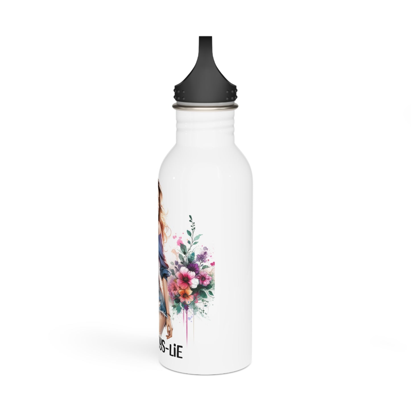 1-800-Boys-Lie Trendy Stainless Steel Water Bottle with Floral Design - Perfect for Gym, Travel, or Everyday Use
