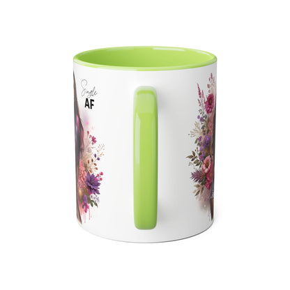 Colorful Floral Single AF Accent Mug, Aesthetic Coffee Cup for Coffee Lovers, Unique Gift for Birthdays, Special Occasions, Art Enthusiasts