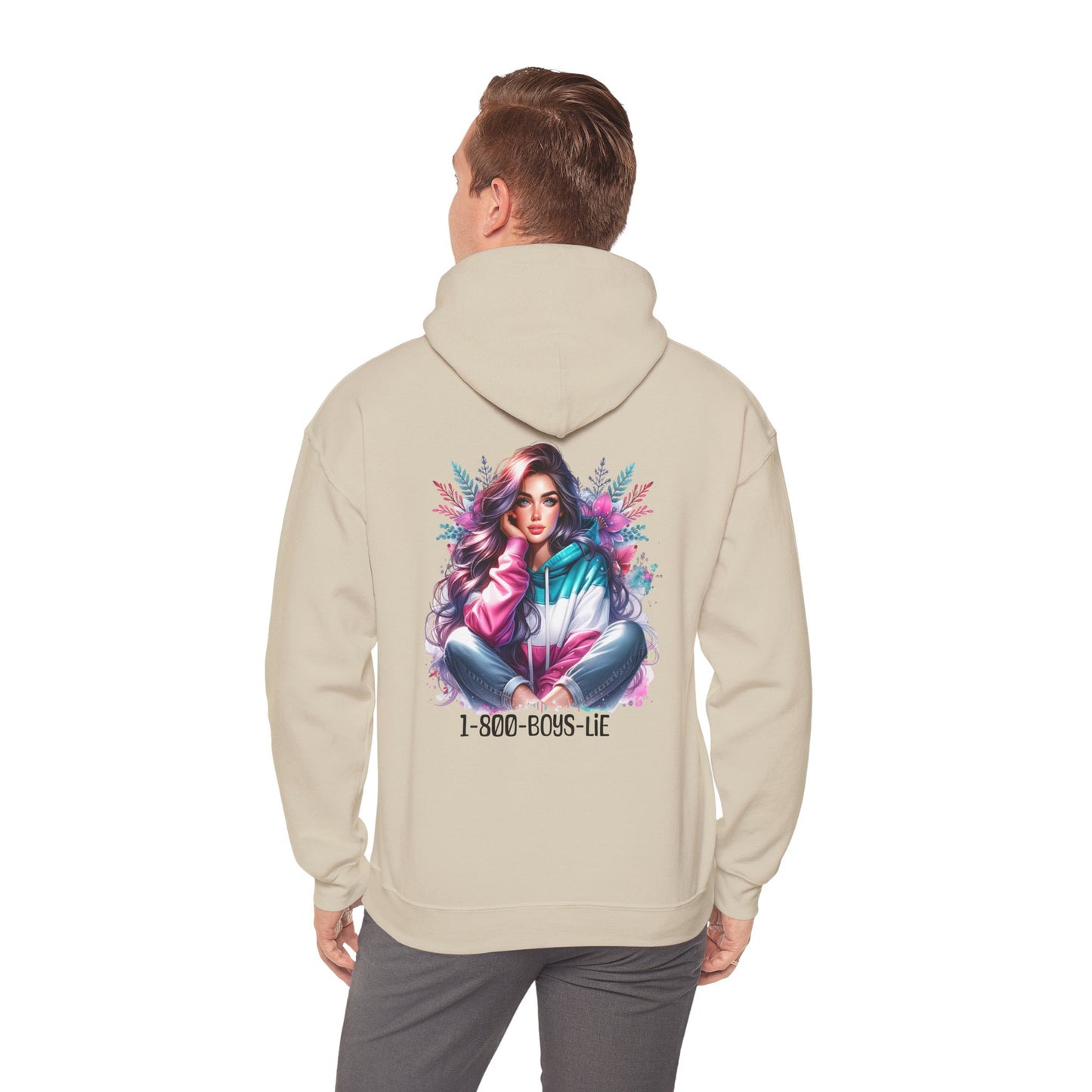 1-800-Boys-Lie Colorful Graphic Hoodie for Women, Cozy Unisex Sweatshirt, Trendy Streetwear, Perfect Gift for Any Occasion