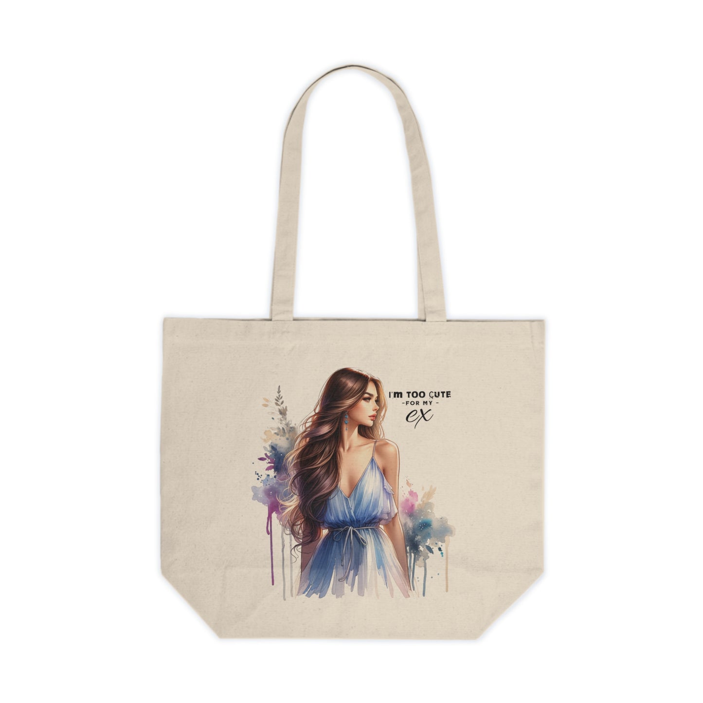 I'm Too Cute For My Ex  Canvas Shopping Tote with Elegant Woman Design, Eco-Friendly Grocery Bag, Gift for Her, Stylish Tote for Shopping, Daily Use
