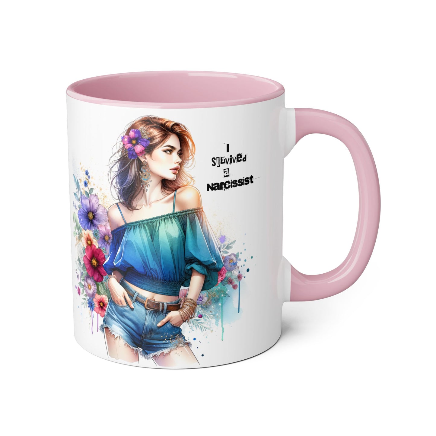 Stylish Floral Accent Mug, Trendy Coffee Cup, Gift for Her, Birthday Mug, Inspirational Drinkware