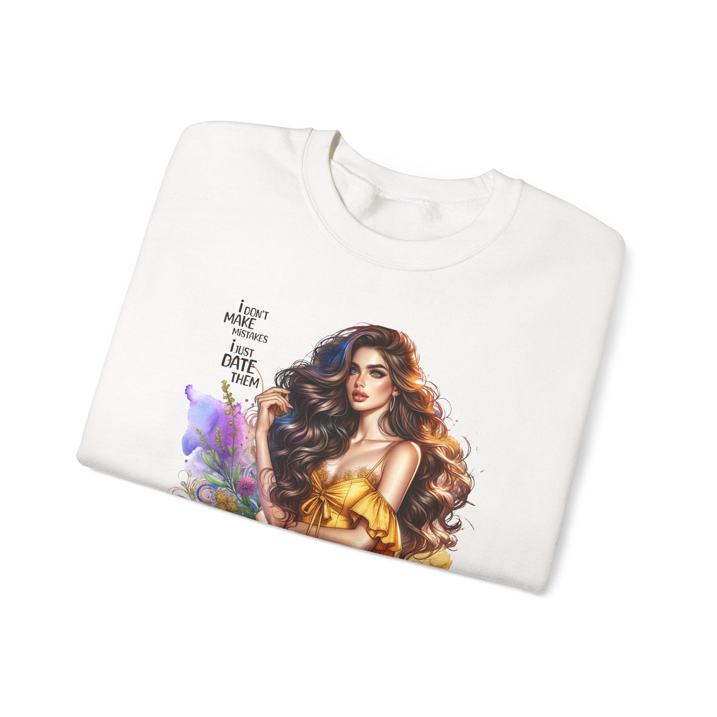 I Don`t  Make Mistakes, I Just Date Them Artistic Crewneck Sweatshirt - Perfect for Casual Outings, Gifts, Festivities, and Everyday Comfort, Featuring Colorful Designs