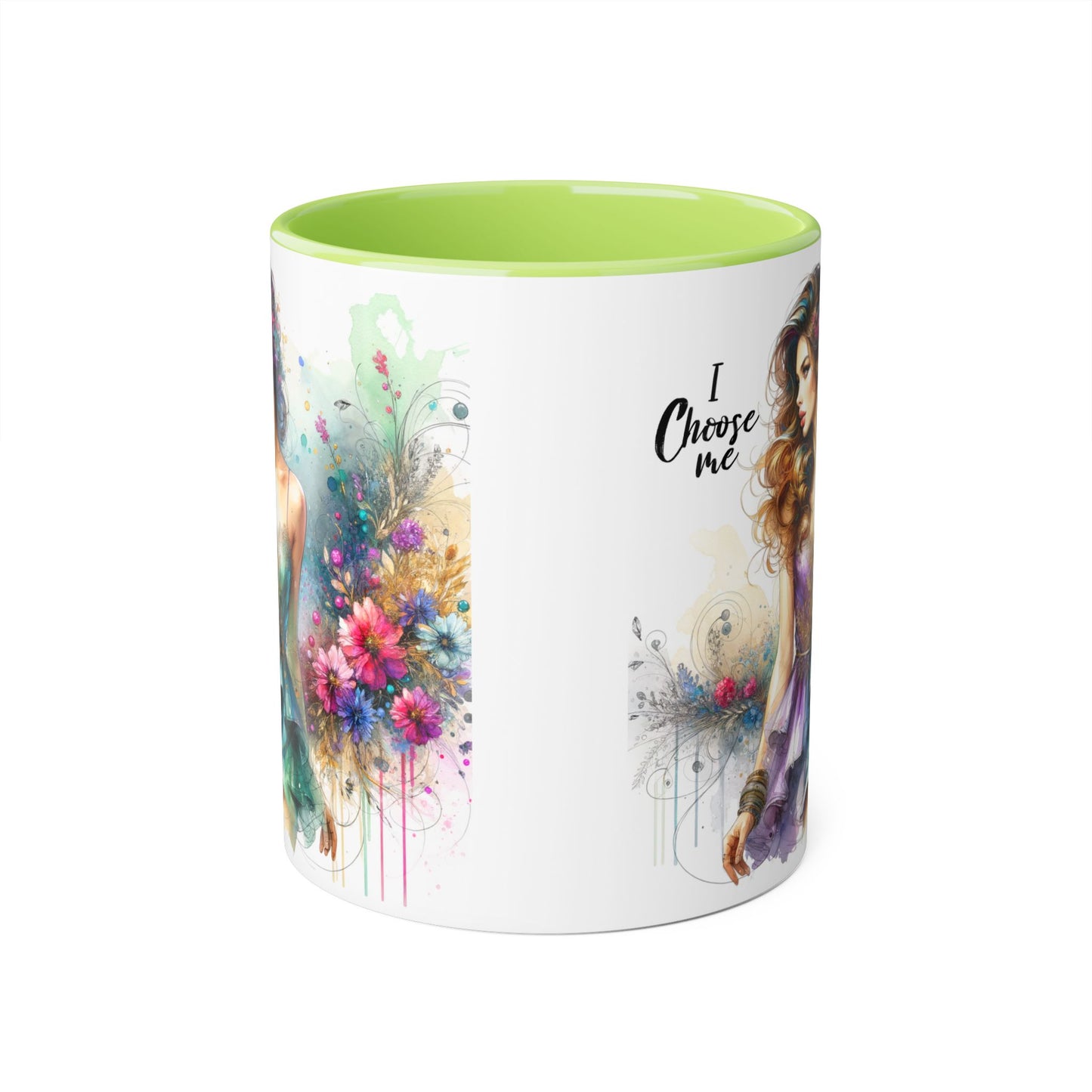 I Choose Me Empowerment Accent Mug - I Choose Me, Inspirational Coffee Cup, Self-Love Gift, Women’s Empowerment, Floral Décor, Motivational Drinkware