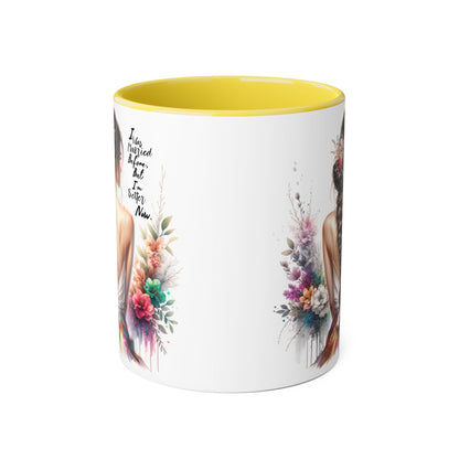 I Was Married Before But I'm Better Now Humoristic Artistic Floral Accent Mug, Unique Gift for Moms, Inspirational Drinkware, Home & Kitchen Decor, Coffee Tea Lover's Mug
