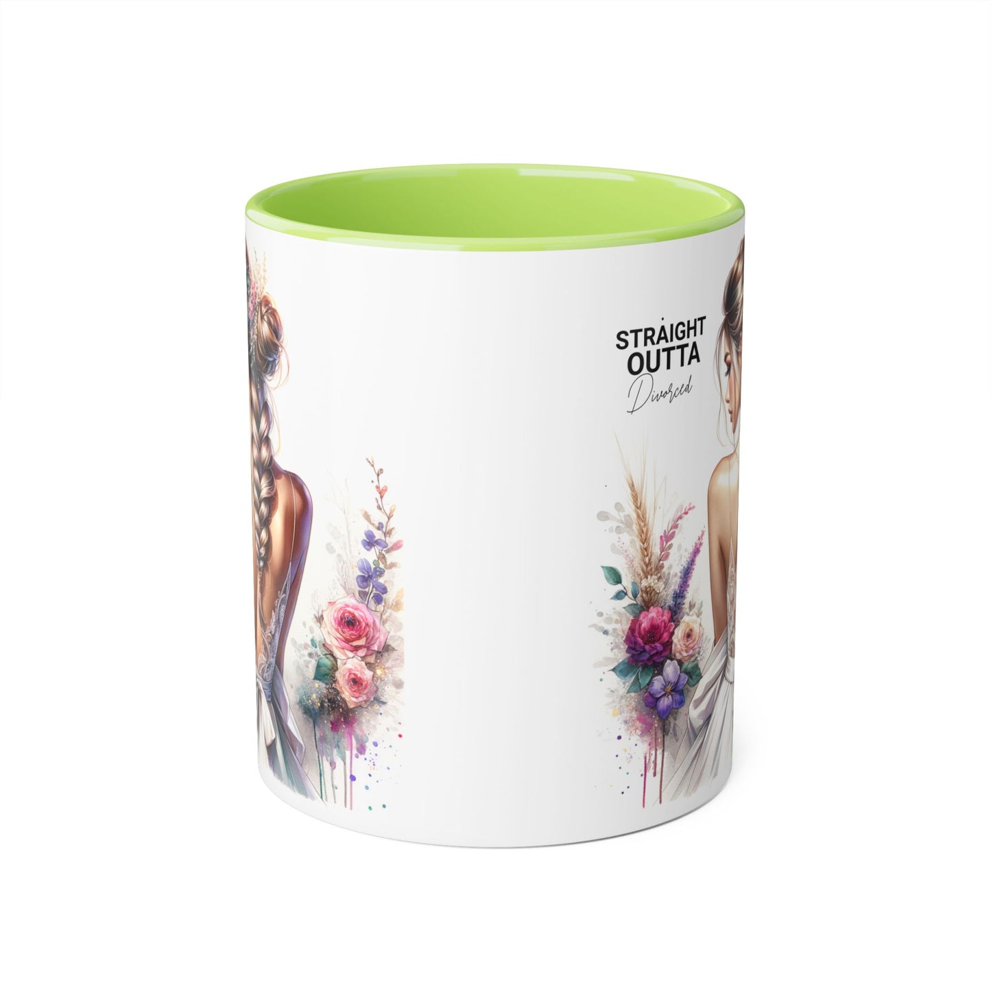 Straight Outta Divorced Humoristic Elegant Floral Accent Mug, Perfect Gift for Weddings, Bridesmaid, Coffee Lovers, Home Decor, Floral Mug, Art Mug