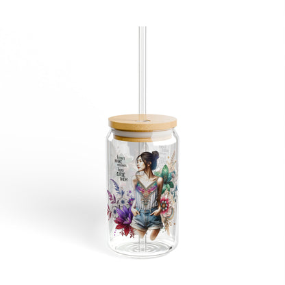 I Don't Make Mistakes, I Date Them Boho Chic Sipper Glass, 16oz - Eco-friendly Water Glass, Floral Drinkware, Unique Summer Party Cup, Gift for Her, Home Decor