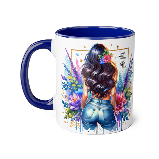 I Don't Make Mistakes, I Date Them Floral Aesthetic Mug, Vibrant Coffee Cup Gift, Boho Decor, Nature Lover, Inspirational Quote, Home Office Accessory