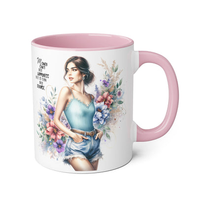 Money Can't Buy Happiness But It Can Buy Divorce Humoristic Inspirational Accent Mugs, Motivational Gift for Women, Floral Coffee Cup, Mother's Day Mug, Women Empowerment Drinkware