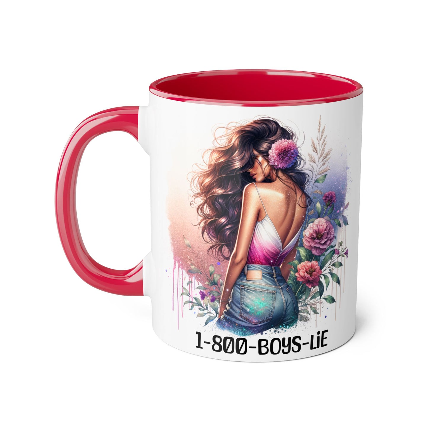 Chic Accent Mugs for Trendsetters, Floral Design Coffee Cup for Girls, 1-800-BOYS-LIE Gift for Friends, Cute 11oz Tea Mug, Stylish [...]