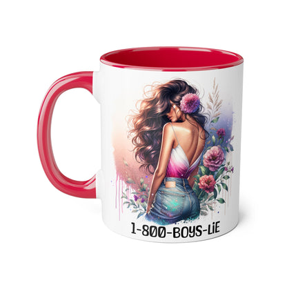 Chic Accent Mugs for Trendsetters, Floral Design Coffee Cup for Girls, 1-800-BOYS-LIE Gift for Friends, Cute 11oz Tea Mug, Stylish [...]
