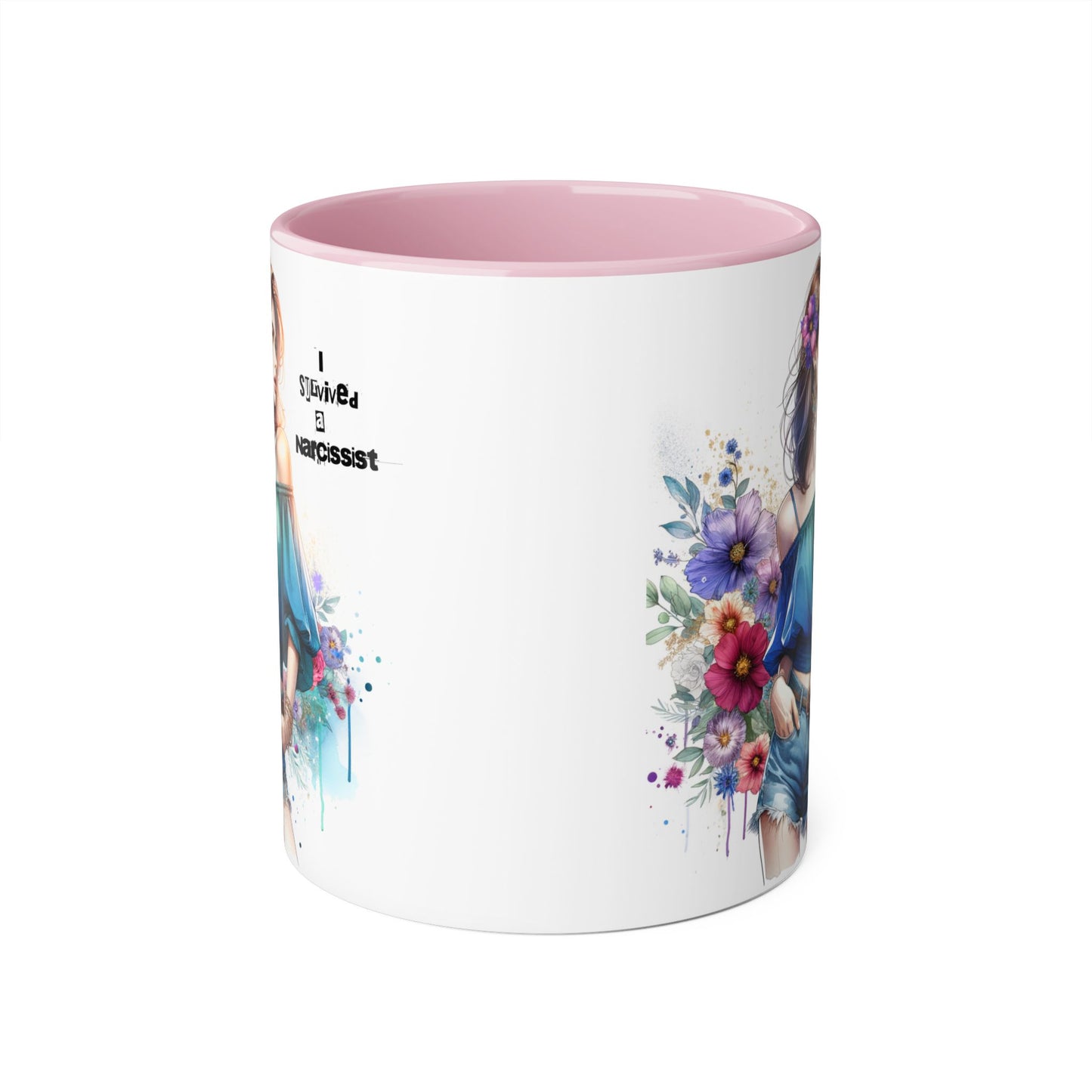 Stylish Floral Accent Mug, Trendy Coffee Cup, Gift for Her, Birthday Mug, Inspirational Drinkware