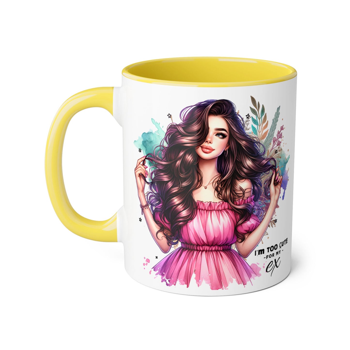 I'm Too Cute For My Ex Art Accent Mugs for Coffee Lovers, Gifts for Her, Unique Sipware, Birthday, Home Decor, Personalized Mug
