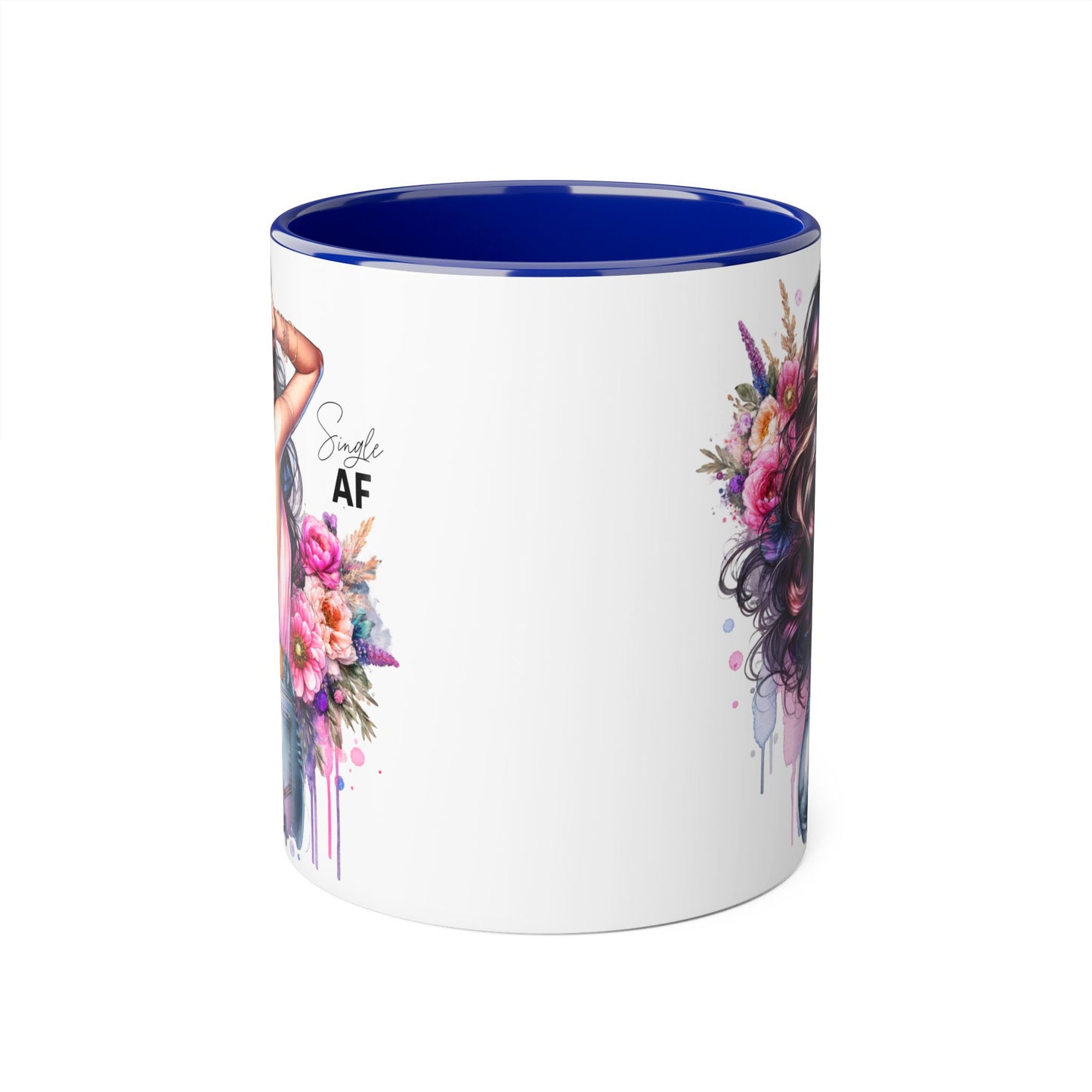 Single AF Chic Floral Accent Mug, Stylish Coffee Cup, Gift for Her, Trendy Home Decor, Birthday Present, Self-Love Reminder