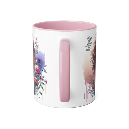 Money Can't Buy Happiness But It Can Buy Divorce Humoristic Elegant Floral Accent Mug, Inspirational Coffee Cup for Women, Motivational Gift, Artful Drinkware for Home & Office