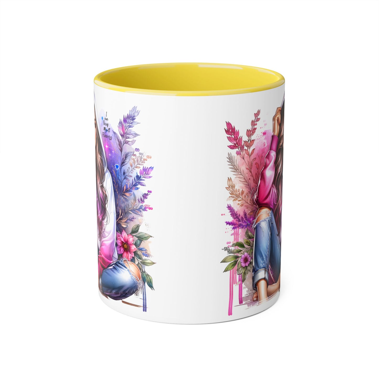 I Can Buy Myself Flowers Chic Floral Accent Mug, Unique Coffee Cup for Women, Gift for Her, Artful Tea Cup, Birthday Mug, Cozy Coffee Drinkware