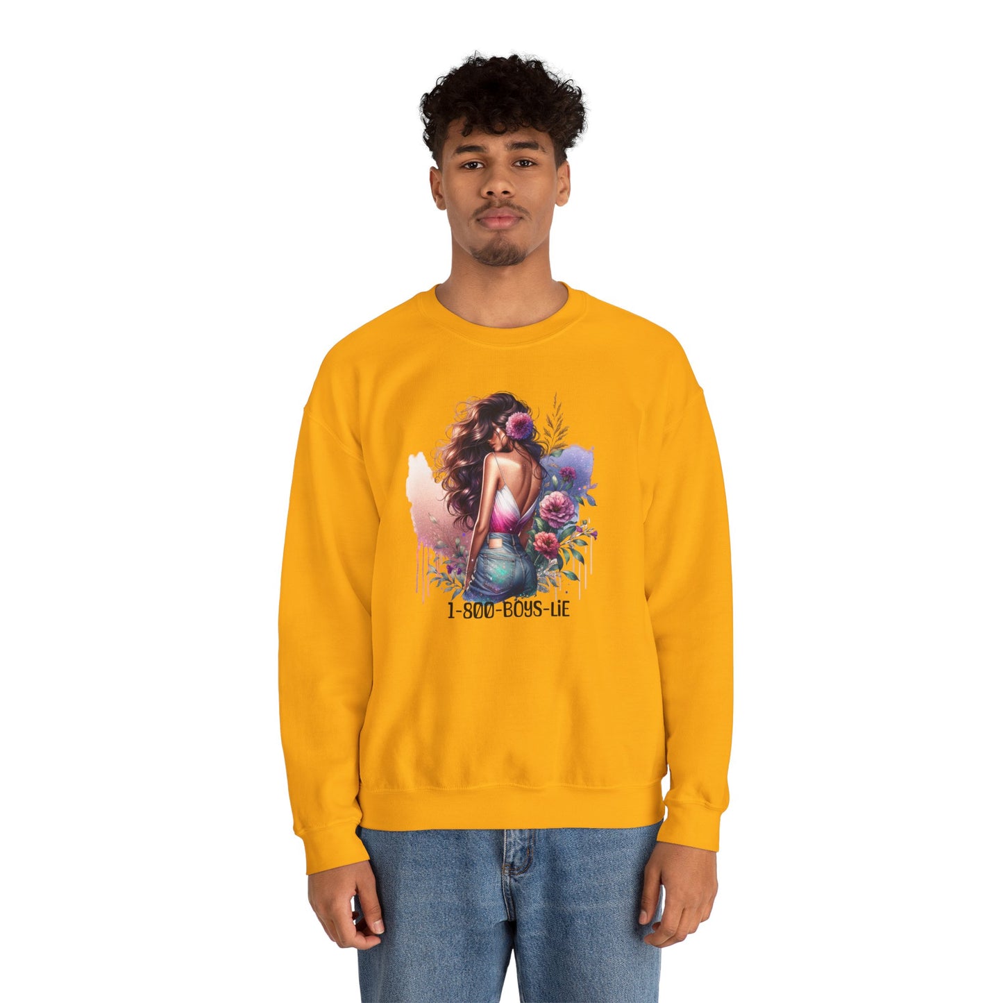 1-800-Boys-Lie Boss Babe Floral Sweatshirt | Unisex Comfortable Crewneck, Trendy Gift for Her, Affirmation Clothing, Cozy Fashion
